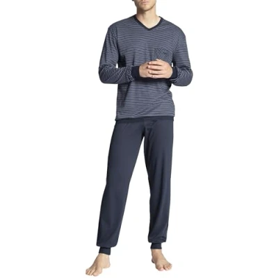 Image of Calida Men&#039;s Relax Streamline Pyjama Set, Blue (Dark Sapphire 479), Large