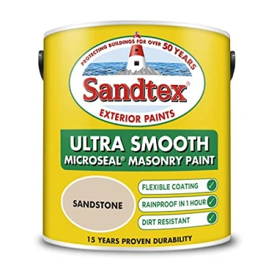 Image of Sandtex Masonry Paint 2.5L Ultra Smooth Quality Waterproof exterior Colour Sandstone