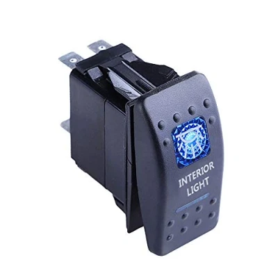 Image of Mintice™ Car Vehicle 12V 20A Blue LED Light Rocker Toggle Switch 5Pin Interior