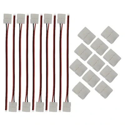 Image of CESFONJER 8mm 3528/2835 LED Strip Light Connectors Kits, 10 PCS 2 Pin Wide Solderless Connect Wire, Conductor Connector.
