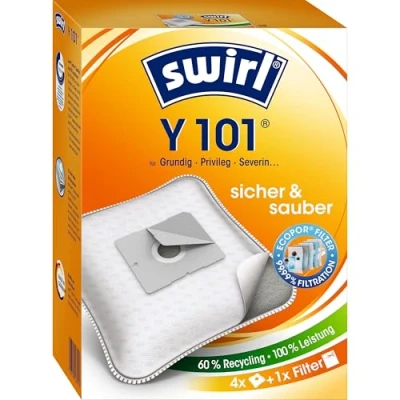 Image of Swirl Y 101 AirSpace Vacuum Cleaner Bags for AEG Cleaners, Highly Absorbent, Mounting Plate, 4 + 1 Filter