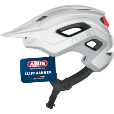 Image of ABUS CliffHanger MTB helmet bike for demanding trails with large ventilation openings &amp; TriVider strap system men and women white, size L