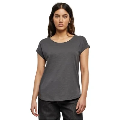 Image of Build Your Brand Women&#039;s By036 ladies Long Slub Tee T Shirt, Darkshadow, 3XL