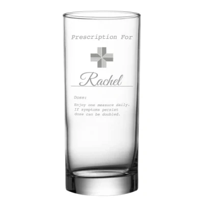Image of Personalised Engraved Glass Prescription Novelty Drinkware Gin HiBall