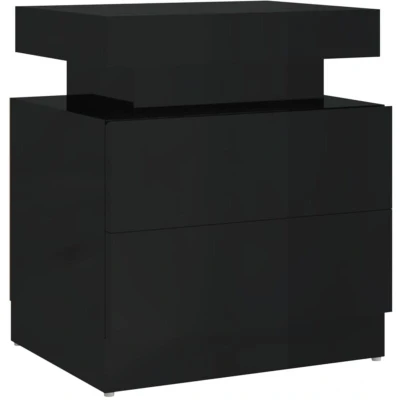Image of vidaXL Bedside Cabinet High Gloss Black 45x35x52 cm Engineered Wood