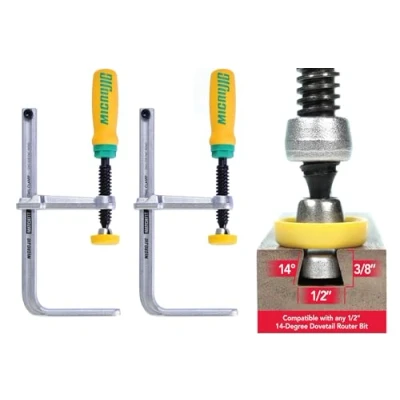 Image of MICROJIG GRR Ripper DVC 538K2 Match Fit Dovetail Clamps, Yellow/Green