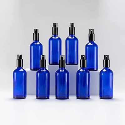 Image of YIZHAO 100ml Blue Glass Spray Bottle for Essential Oils, Small Empty Fine Mist Bottle, Cleaning, Aromatherapy, Cosmetic Sprays, Hair 9 Pcs