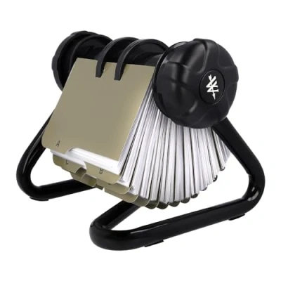 Image of Westcott card file for business cards Rotary with 200 sleeves 400 A Z index clear sorting of E 744539 00