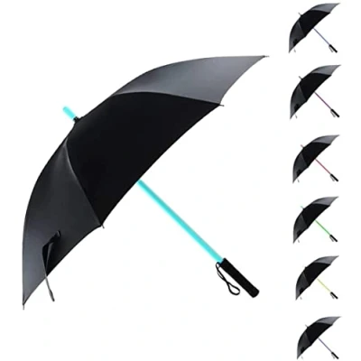 Image of Otek LED Lightsaber Style Umbrella with Torch, Light up 7 Colours Changing Lights Golf Umbrellas