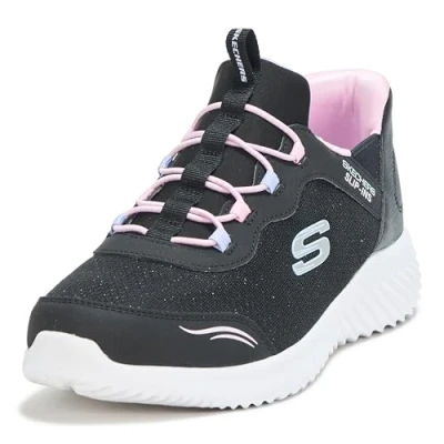 Image of Skechers Girl&#039;s Bounder Simple Cute Slip Ins Sneaker, Black, 5 UK Child