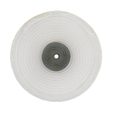 Image of White Close Stitched Metal Polishing Buffing Mop 8&quot; x 1&quot; 2 Section 2nd Stage