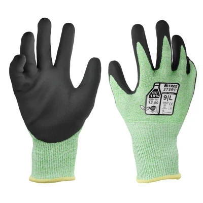 Image of NITREX 275RP Cut Resistant Work and Safety Gloves 5 Pairs Sandy Nitrile Palm Coated Oils Grease Mechanical Industrial Protective Size 11