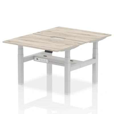 Image of Air B2B 1200x800 Adjustable 2P Bench Desk Scalloped Grey Oak/Silver