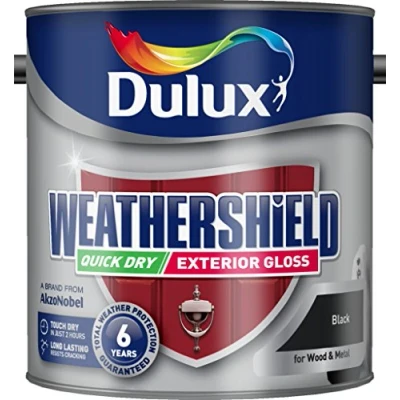 Image of Dulux Weathershield Exterior Quick Dry Gloss 2.5L Black