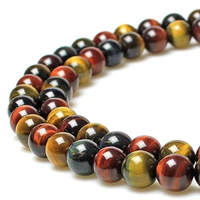 Image of JarTc Natural Round Mixed Color Tiger Eye Spacer Beads for DIY Jewellery Making Bracelet Necklace 15&quot; (10mm)