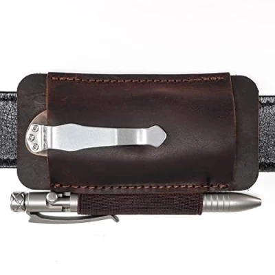 Image of VIPERAED PJ33 Leather Knife Sheaths for Belt, Pocket Holster, Sheath, Horizontal Belt Holder(Brown)