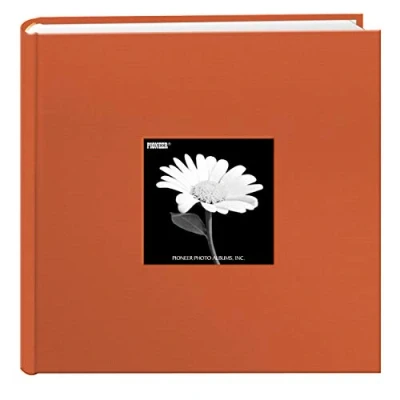Image of Pioneer Photo Albums Fabric Frame Cover Album 200 Pockets Hold 4x6 Photos, Tangerine Orange,Medium