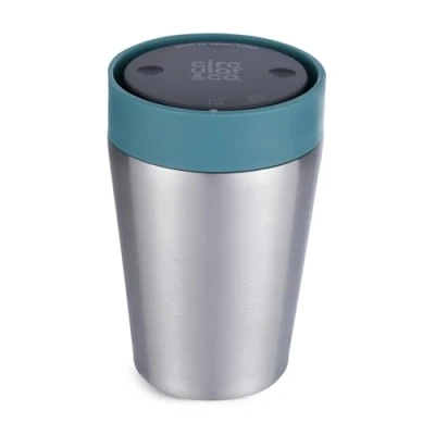 Image of Circular &amp; Co Thermal Stainless Steel Travel Mug 8oz/227ml Insulated Reusable Coffee Cup 100% Leakproof Lockable 6 Hours Hot/Cold Push Top, One Hand Open, 360 Drinking Tumbler