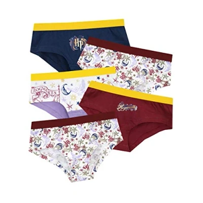 Image of Harry Potter Girls Hogwarts Knickers Pack of 5 Multicoloured 9 to 10 Years