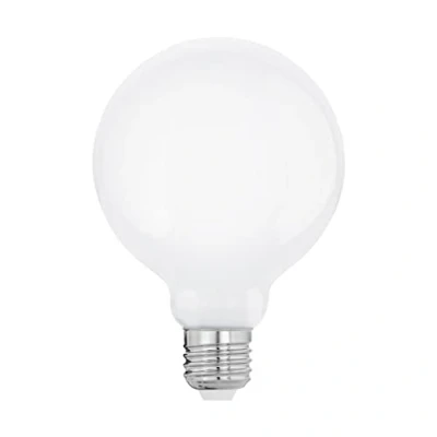 Image of EGLO LED light bulb Milky, opaque E27 globe, 7 watt (equivalent to 60 watt), 806 lumen, warm white glow, 2700 Kelvin, G95 Edison lamp, Ø 3.7&quot;