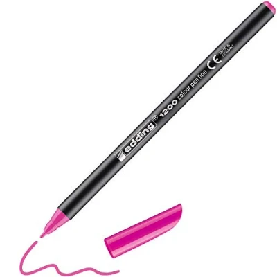 Image of edding 1200 Colour Pen Fine Neon Pink 1 Round Tip mm Felt for Drawing and Writing School or Mandala