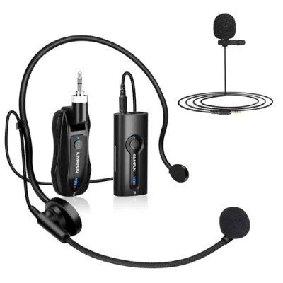 Image of KIMAFUN Wireless Headset Microphone System, Work 8hs/165FT Range and Lavalier Lapel Mics 2 In 1 for Speaker, PA, Audio Mixer, Teaching, Preaching, Public Speaking, G70(1TX1RX)