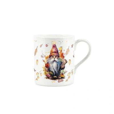 Image of Garden Gnome Mug Looking for Leaves Small Fine Bone China White Coffee/Tea Present Gift