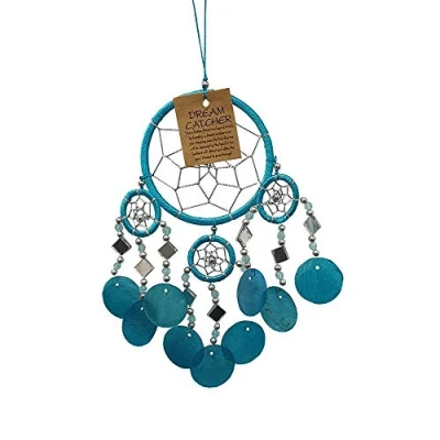 Image of Vie Naturals Capiz Dream Catcher, No Feathers, 9cm, Turquoise