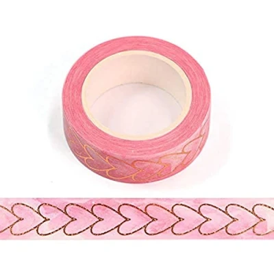 Image of Syntego Pink and Rose Gold Foil Heart to Decorative Washi Tape 15mm x 10m