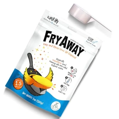 Image of All New! FryAway Super Fry Waste Cooking oil Solidifier Powder, 100% Plant Based Disposal, 1 scoop = cup of (20 uses per Package 20 Cups/5 Liters)