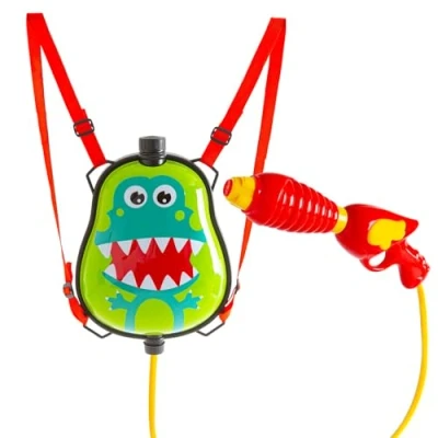 Image of Dinosaur Water Gun Blaster with Backpack Tank Kids Soaker Pistol Outdoor Toy