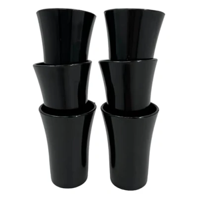 Image of Chabrias Ltd Pack of 6 50ml Plastic Reusable Shot Glasses in Multiple Colors UK Made Ideal for Parties and Events (Black)