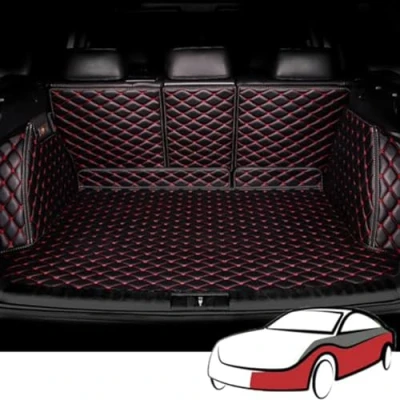 Image of Car Trunk Mats for Kia Sportage 2018 2024, Leather Boot Liner Mat, Rear Protector Mat Full Coverage Customization Styling Accessories,BlackRed