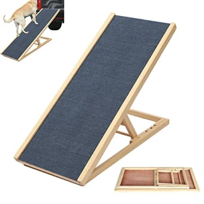 Image of Folding Portable Dog Cat Stair Ramp 70 * 35cm 30/40cm Adjustable Heights Pet Puppy with Non Slip Carpet Safety Pets Ladder for Indoor Outdoor, Disabled Dogs, Supports up to 80lbs