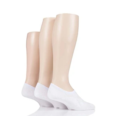 Image of 3 Pair White Plain Hi Cut Bamboo Liners Men&#039;s 7 11 Mens SOCKSHOP