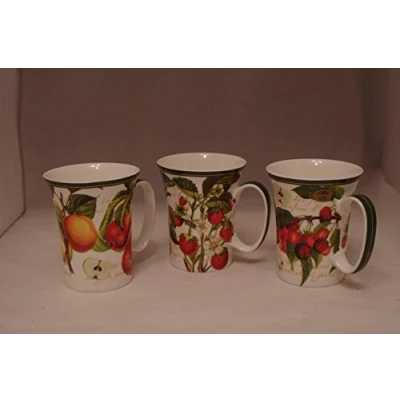 Image of Fine China Tea Coffee Mug Set Of 3 Fruit Garden Design lp301