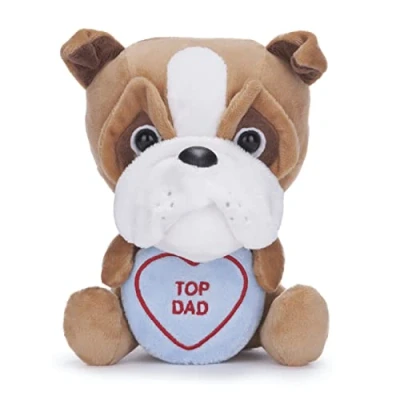Image of Posh Paws 37695 Swizzles Love Hearts 18cm Bruce The Bulldog &#039;TOP DAD&#039; Soft Toy (7 Inches), Brown