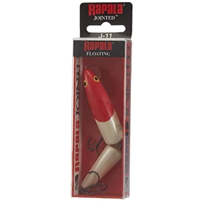 Image of Rapala Jointed Lure with Two No. 2 Hooks, 1.2 4.2 m Swimming Depth, 13 cm Size, Red Head