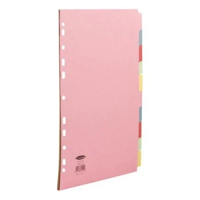Image of Concord Subject Dividers 10 Part Multipunched 160gsm A4 Assorted Ref 72099/J20 [Pack 25] + Free finchley Refill Pen (3)