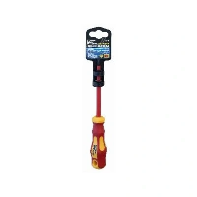 Image of Red Insulated 10cm x 4mm Chrome Vanadium Flathead Screwdriver By Pro User
