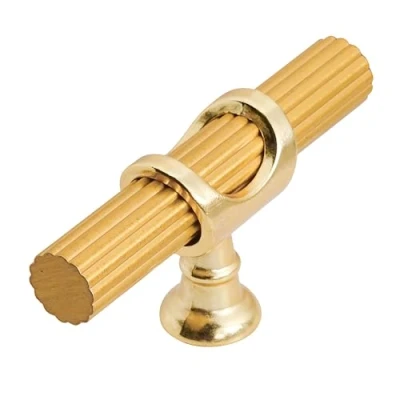 Image of Decoranddecor Bar Drawer Pull Handles with Lines Design Kitchen Cabinet Decorative Hardware Bedroom Bathroom Furniture Accessories (7cm Knob, Gold)