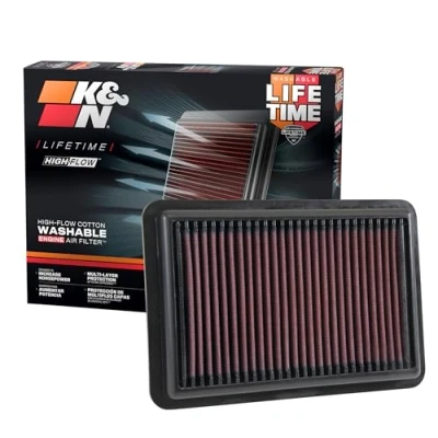Image of K&amp;N Engine Air Filter: High Performance, Premium, Washable, Panel 2017 2019 (Elanta, i30, Kona, Veloster, Cee d, Forte), 33 5050
