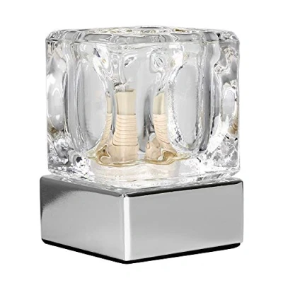 Image of MiniSun Modern Glass Ice Cube Touch Table Lamp with Chrome Base
