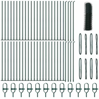 Image of vidaXL Hexagon Fence Green 1x100 m Steel
