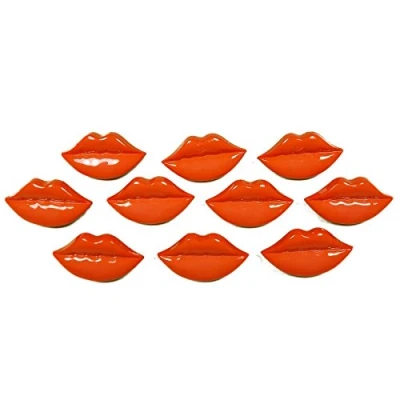 Image of Lips Shape Plastic Kitsch Buttons 25mm Pack of 10 (Peach)
