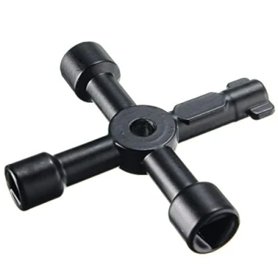 Image of OriGlam Universal 4 Way Multi Functional Utilities Key, Electric Cabinet Keys Gas Meter Service Cross Key for Water Box Cupboard Opening