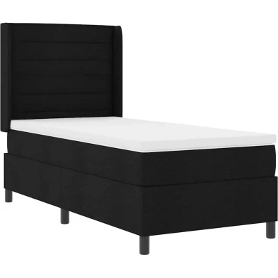 Image of Box Spring Bed with Mattress &amp; led Black 100x200 cm Fabric Vidaxl
