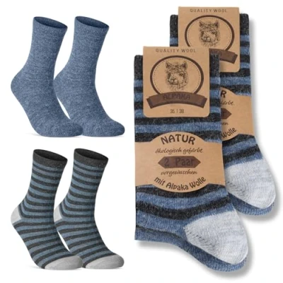 Image of 4 Pairs Alpaca Socks Men Women Winter Warm Wool Socks, blue, 39 42