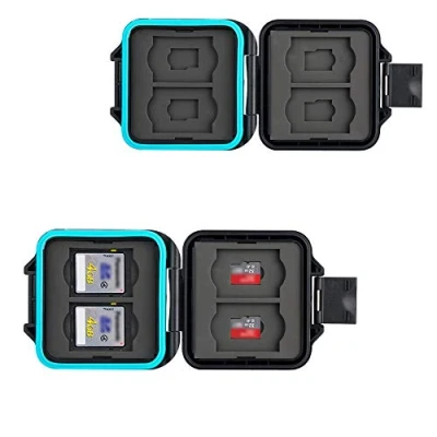 Image of JJC Memory Card Case Water Resistant Carrying Slim Holder Storage for 4 SD SDHC SDXC + Micro TF Cards with Removal Tool