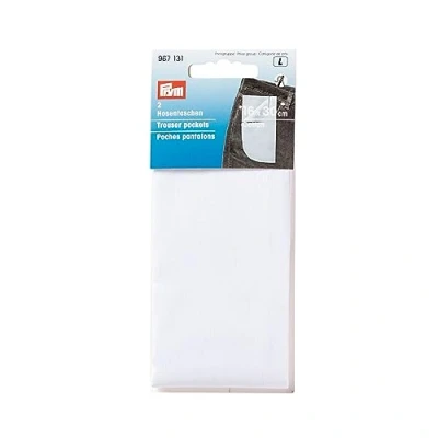 Image of Prym Trouser Pockets, Cotton, White, 16 x 30 cm, 2 Pcs